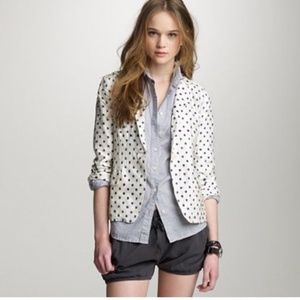 J Crew Polka Dot Schoolboy linen  Blazer SZ 2